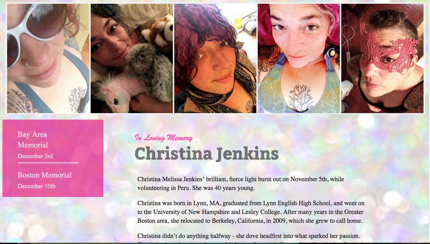 a screenshot of the Christina Memorial site